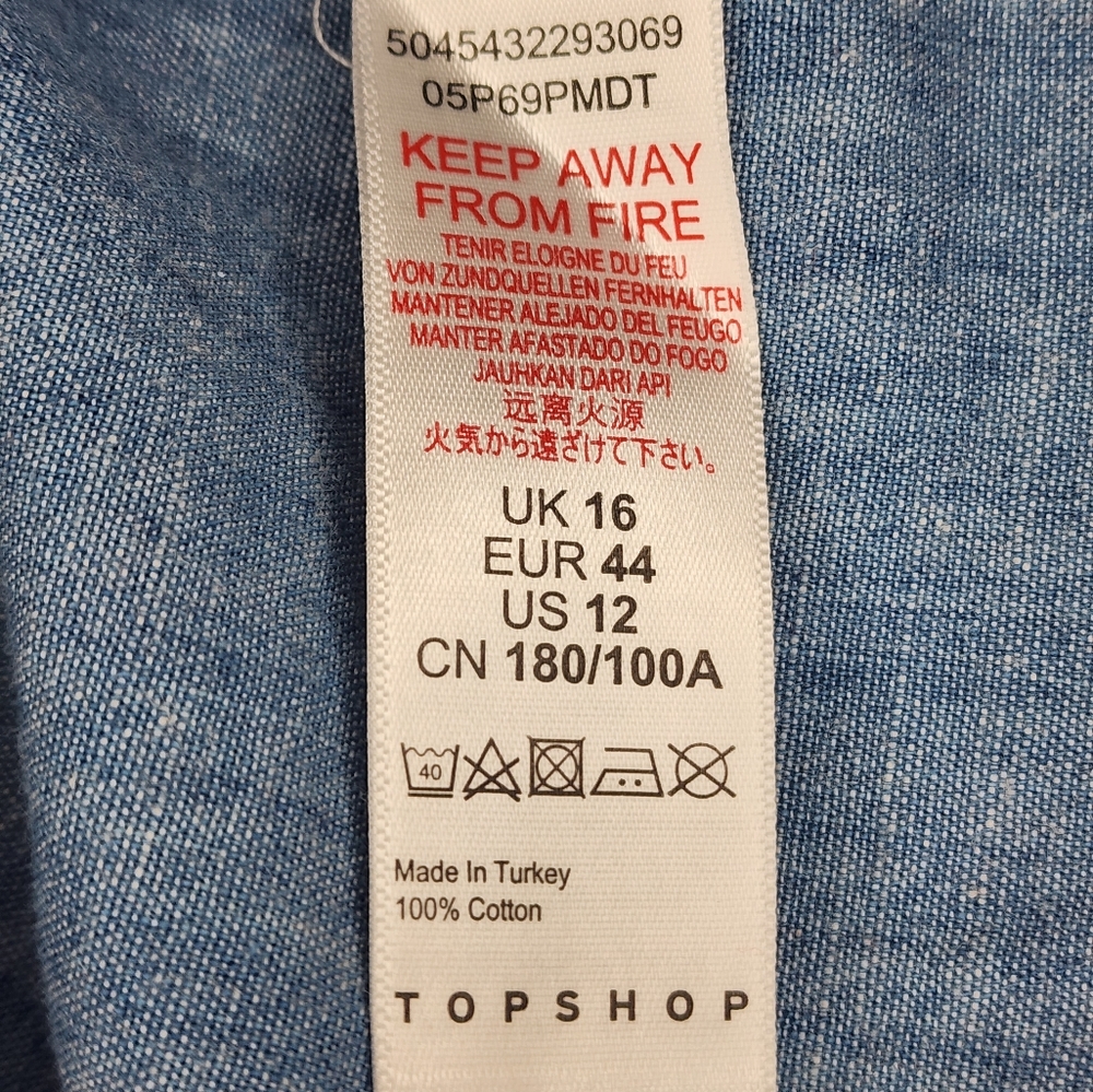 TOP SHOP Women's Demin Ruffle Mini Dress - Picture 13 of 13